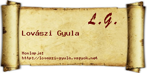 Lovászi Gyula névjegykártya